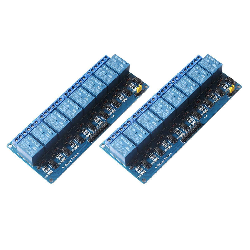 DEVMO 8 Channel DC 5V Relay Module Board, (2PACK) Electrical Equipments 8-Ch Optocoupler Compatible with PIC AVR DSP ARM MCU PLC Smart Home Control Switch 2 PCS