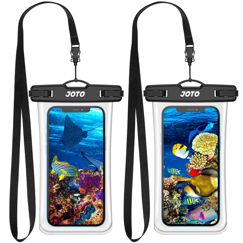 JOTO Waterproof Phone Pouch up to 7.0", Transparent Universal Cellphone Dry Bag Underwater Case for iPhone 13 Pro Max 12 11 XS XR 8 7 Plus, Galaxy S21 Ultra/A42/S10 Note10,Moto,Pixel -2 Pack, Black