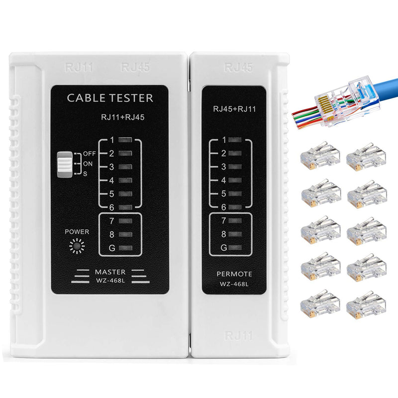 RJ45 Cable Tester Network Cable Tester Ethernet Wire Test Tool for LAN Phone RJ45 RJ11 RJ12 Cat5 Cat5e Cat6 Cat6a Cat7 UTP/Shield Cable 1
