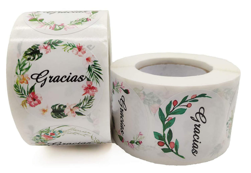 Spanish Thank You Stickers Roll 1000Pcs, 1.5 inch Gracias Stickers,Packaging for Small Business