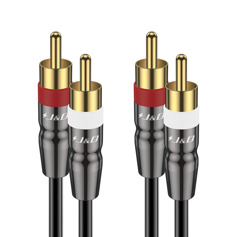 J&D 2 RCA to 2 RCA Cable, Copper Shell Gold-Plated 2RCA Male to 2RCA Male Cable Stereo Audio RCA Cable, 3 Feet