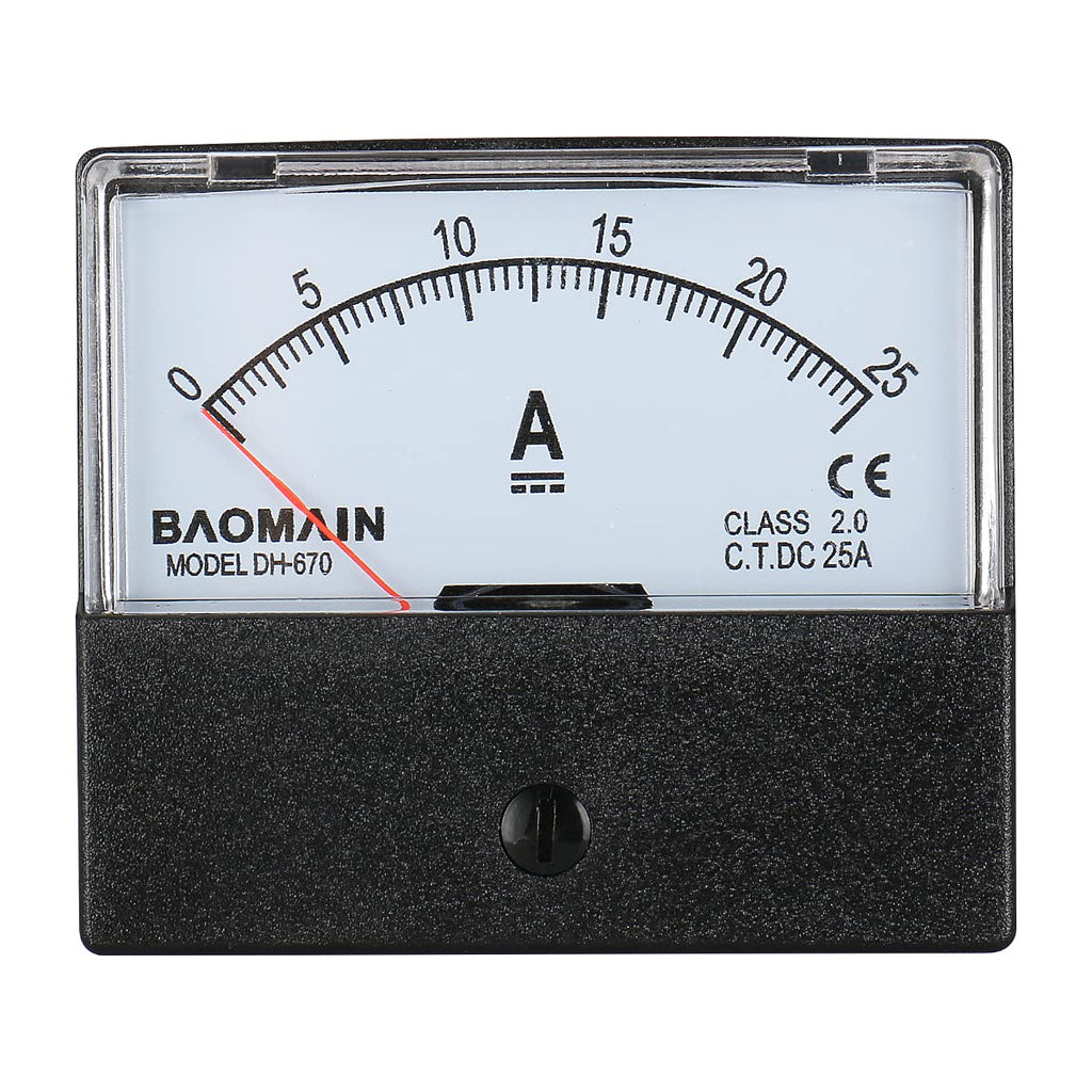 Baomain Ammeter DH-670 DC 0-25A Rectangular Ampere Needle Panel Meter Gauge Amperemeter CE