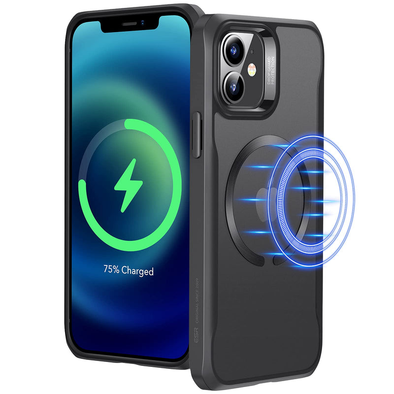 ESR Sidekick Hybrid Compatible with iPhone 12 Case/Compatible with iPhone 12 Pro Case (2020), with HaloLock Magnetic Wireless Charging, Scratch Resistant Back, Grippy Protective Frame, Frosted Black