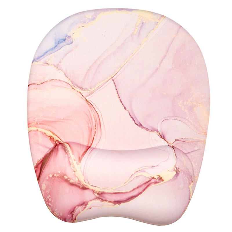 Ergonomic Mouse Pad, Memory Foam Mouse Pad with Wrist Rest Support, Gaming Mouse Pad with Lycra Cloth, Non-Slip PU Base Ergonomic Design for Laptop,Desktop Computer-FM Pink Marble