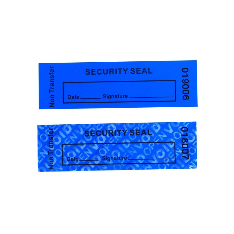 100pcs Non Transfer Tamper Proof Security Warranty "VoidOpen" Labels/ Stickers/ Seals for Reusable Package or Expensive Surface (Blue, 1 x 3.35 inches, Serial Numbers - TamperSTOP)