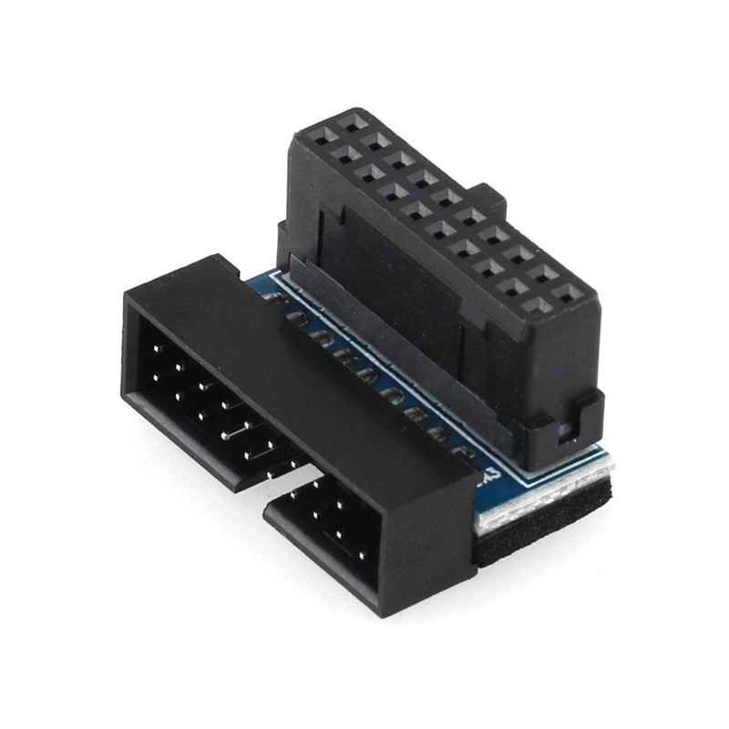 DGZZI USB 3.0 90 Degree Adapter Black USB 3.0 19Pin/20Pin Male to Female L Turn Right Angle Power Adapter Board for Motherboard Up Angled Up 90 Degree