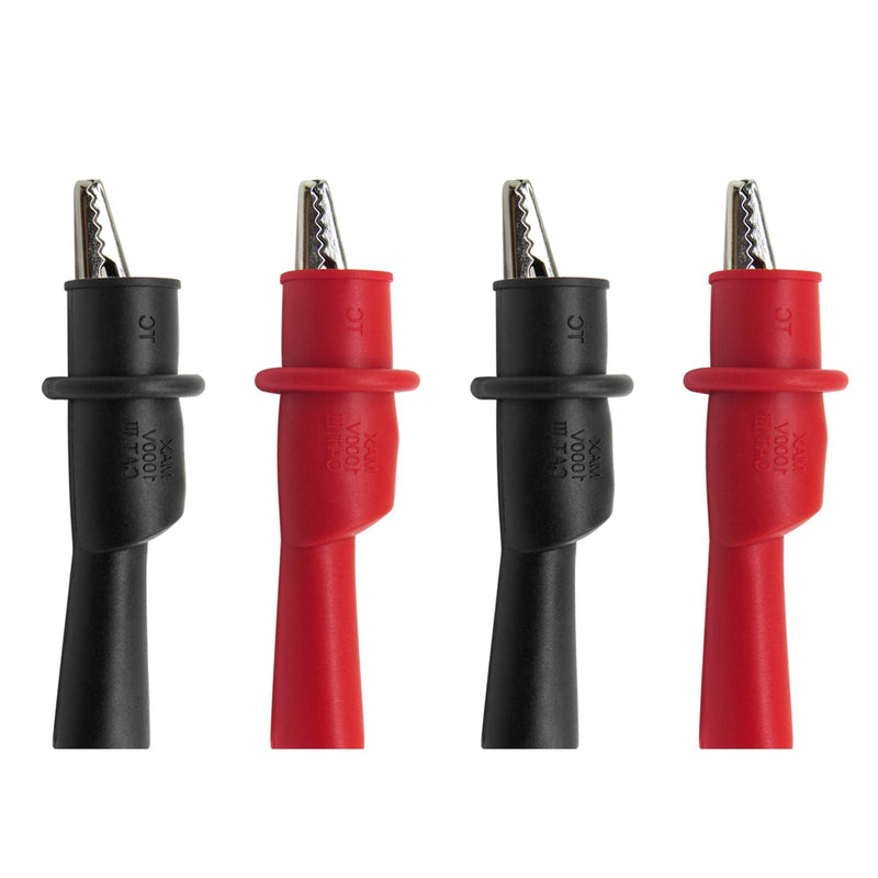 Peakelect 4PCS Insulated Alligator Clips Electrical Crocodile Clamps PVC Shell for Multimeter Test Lead Meter Probe red & Black