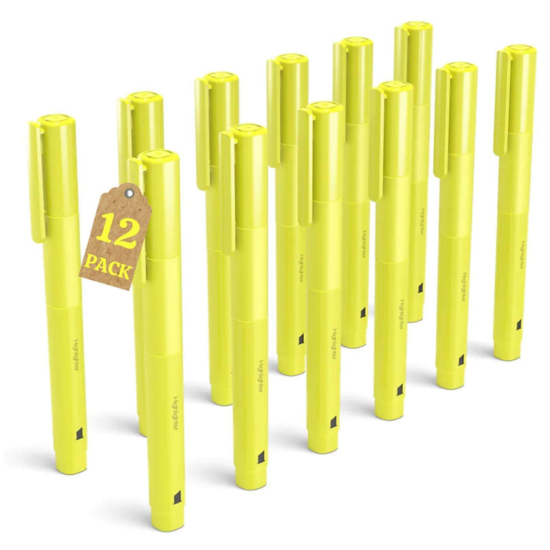 1InTheOffice Pocket Highlighter with Grip, Chisel Tip, Yellow, Dozen 12/Pack