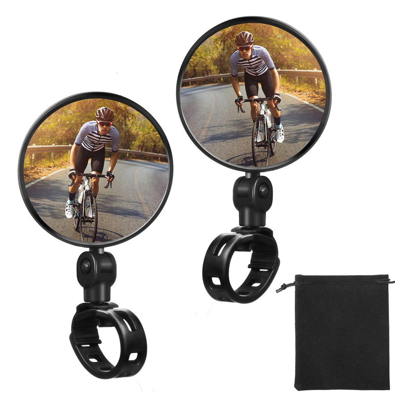 Boao 2 Pieces Bike Mirror Cycling Rear Mirror Adjustable 360 Degree Rotatable Rearview Bicycle Mirrors Shockproof Wide Angle Acrylic Convex Safety Mirror for Most Mountain Road Bike