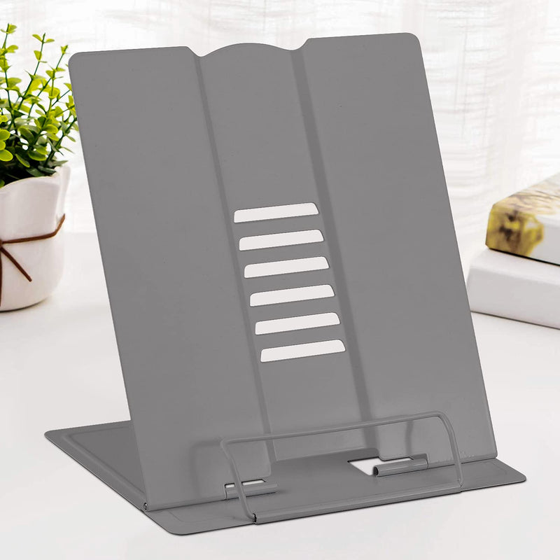 Large Book Stand for Desk Reading Hands Free, MSDADA Book Holder Adjustable Document Cookbooks Holder forTextbooks Tablet Music Books Recipe (Grey) Grey