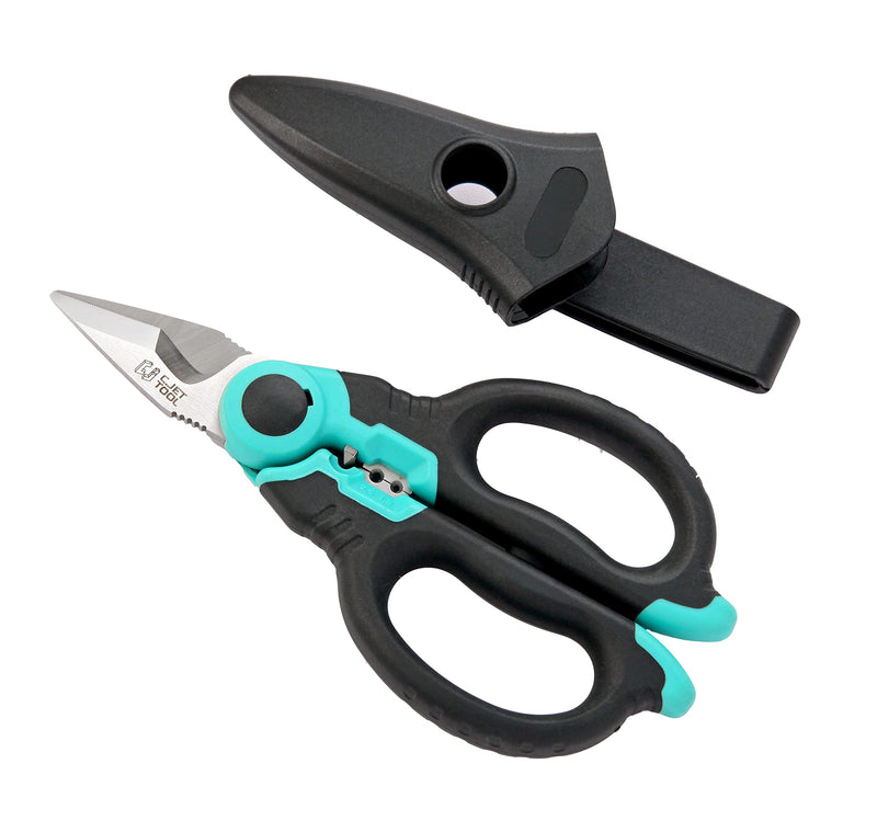 C.JET TOOL 6" Stainless Electrician Scissors Heavy Duty Professional for Aluminium Copper Soft Cable (Turquoise) Turquoise
