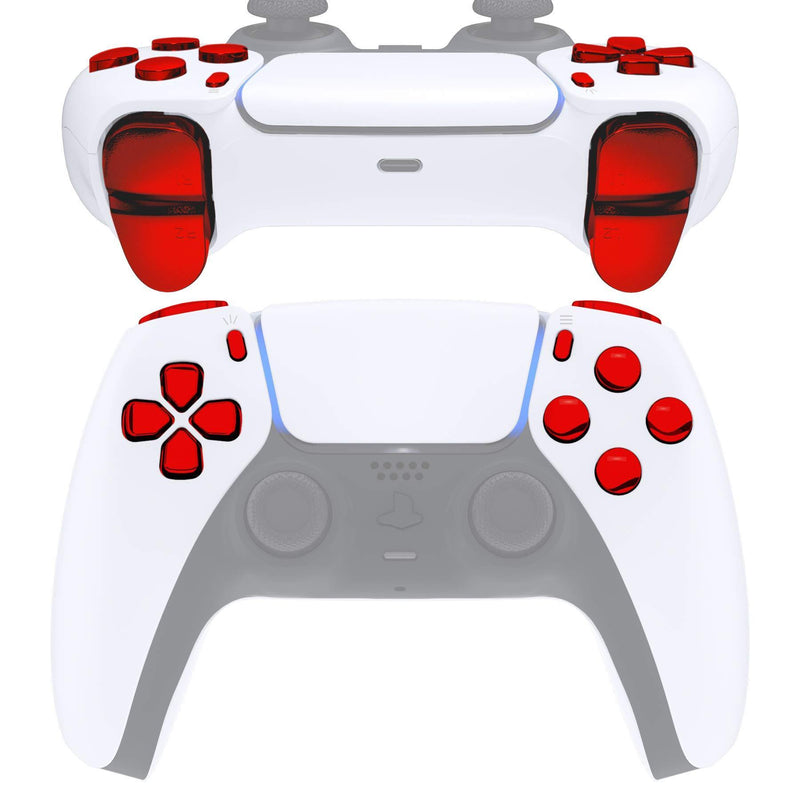 eXtremeRate Replacement D-pad R1 L1 R2 L2 Triggers Share Options Face Buttons for PS5 Controller, Chrome Red Full Set Buttons Repair Kits for Playstation 5 Controller - Controller NOT Included