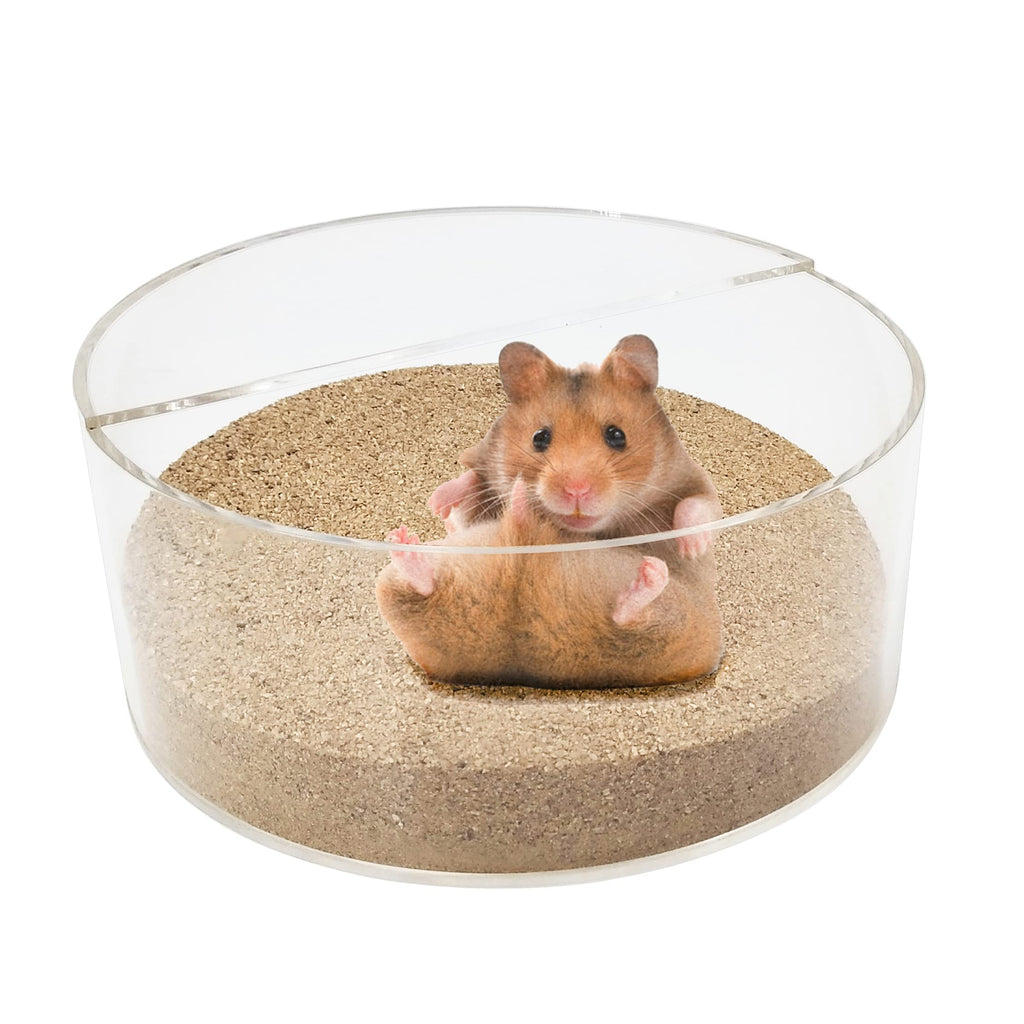 6" Small Animal Sand-Bath Box Acrylic Critter's Sand Bath Shower Room & Digging Sand Container for Hamsters Mice Lemming Gerbils or Other Small Pets
