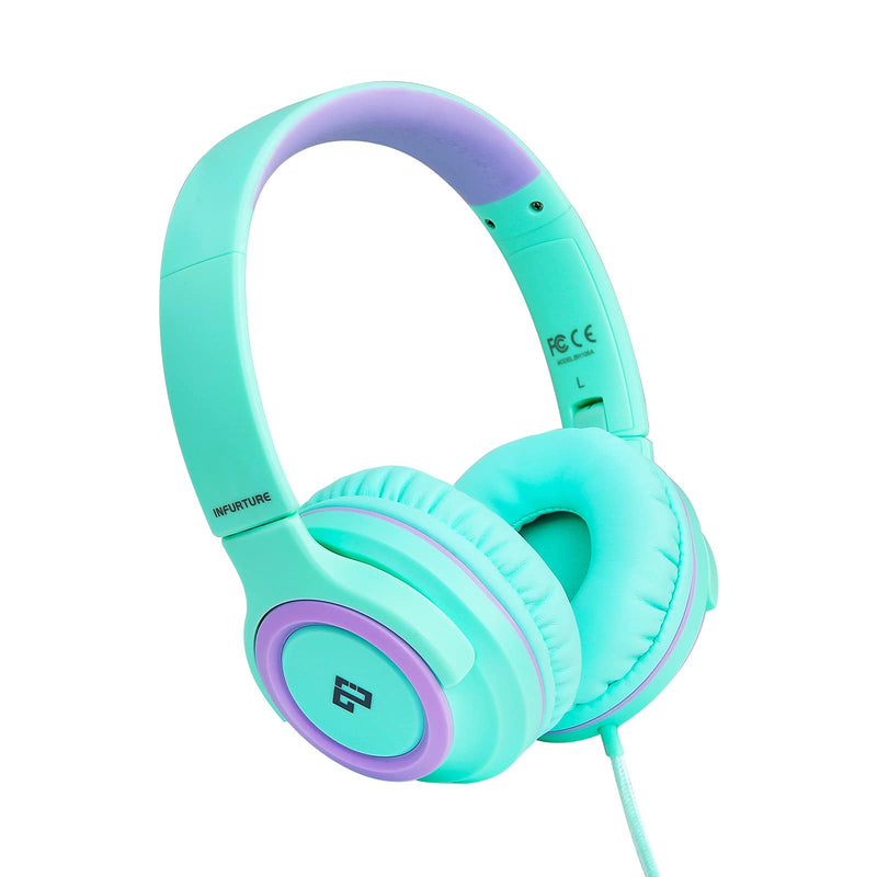 Infurture CH1 Kids Headphones with Microphone for Children Boys Girls,Volume Limit 94dB,On Ear Headphones,3.5MM Jack Wired Headphones for Teens School, Travel, Compatible with Cellphones, Tablets, PC