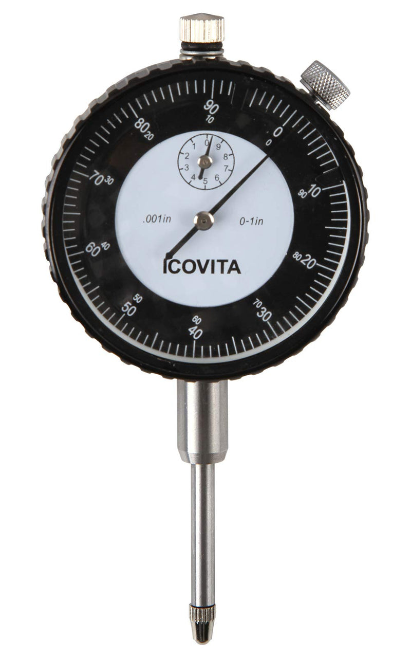 ICOVITA Dial Test Indicator Black Dial 0-100 Reading 0-1" Range 0.001" Graduations