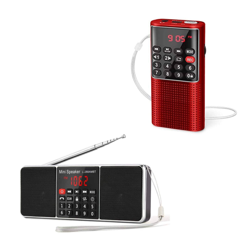 PRUNUS J-288 AM FM Bluetooth Radio, J-328 Small Portable Pocket Battery Operated Radio