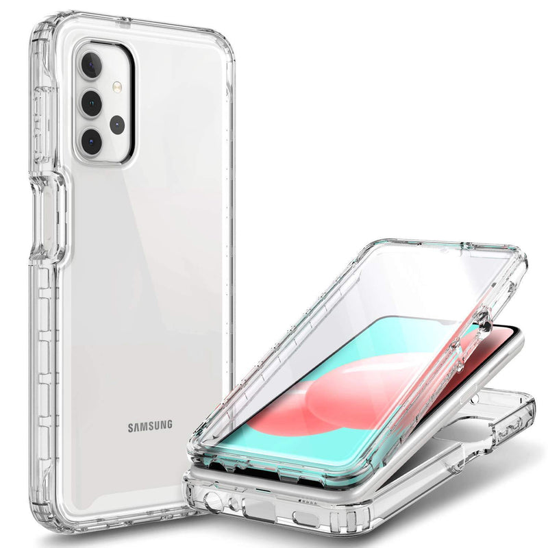 NZND Case for Samsung Galaxy A32 5G with [Built-in Screen Protector], Full-Body Protective Shockproof Rugged Bumper Cover, Impact Resist Durable Phone Case (Clear) Clear