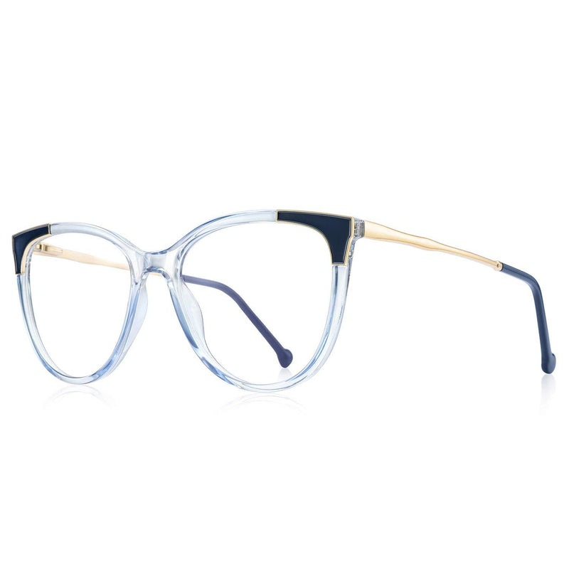 OLIEYE Cateye Blue Light Blocking Glasses Fashion Women Anti Eye Strain Computer Eyeglasses Frames Anti UV Clear Lens Tra-blue 53 Millimeters