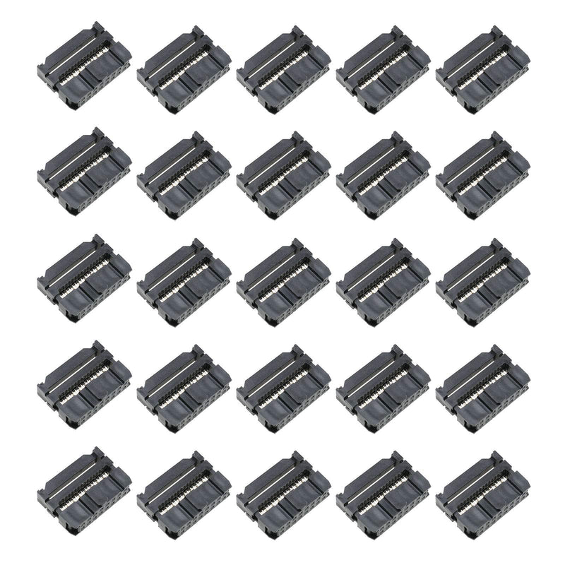 E-outstanding FC-16P IDC Socket Connector 25PCS 2x8 Pin 16Pin 2.54mm Pitch Dual Rows Female Header Rectangular Connector Adapter for AWG Flat Cable