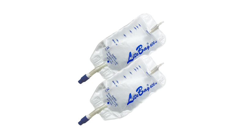 LiteBag Urine Drainage Bag, 600mL with Anti-Reflux Valve, 50cm Silicone Tube and Cloth Backing 1300/0061 (2) 2