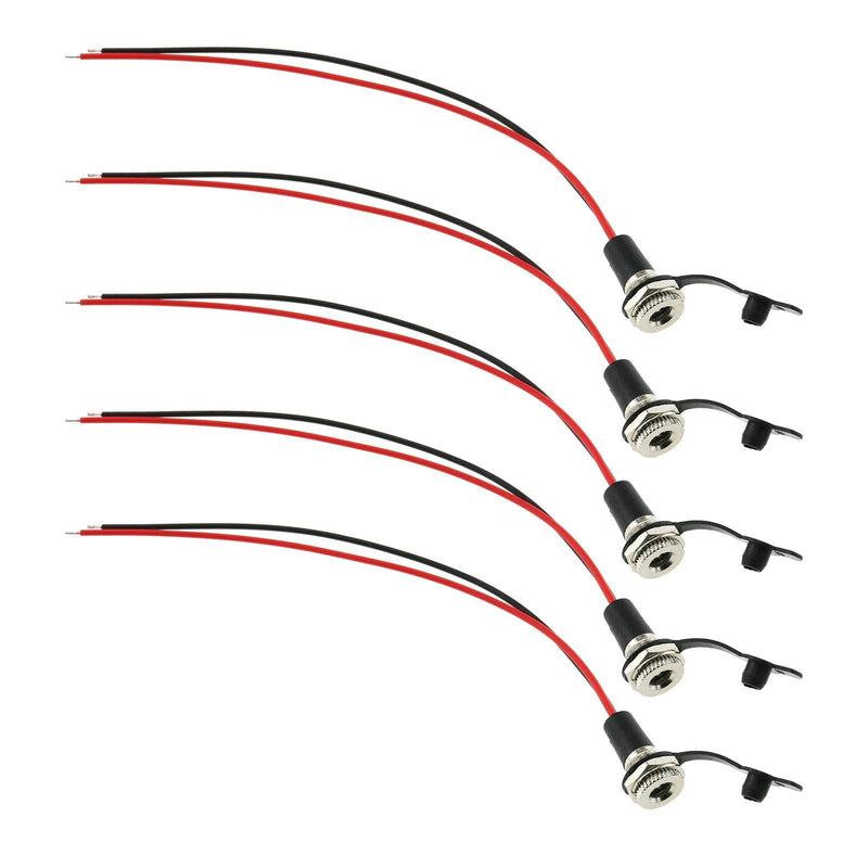 E-outstanding 5.5x2.5mm Female DC Power Jack 5PCS DC-099A DC Female Panel Mount Charging Wire Threaded Socket Connector with Dustproof Plug IP67 68 Water-Proof Large Current Power Adapter