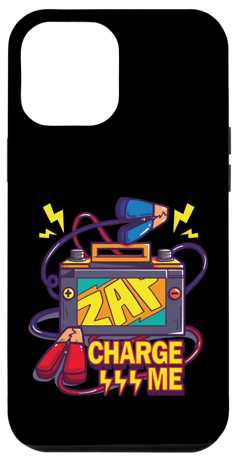 iPhone 12 Pro Max Illustration of a car battery sying "charge me" gift Case iPhone 12 Pro Max