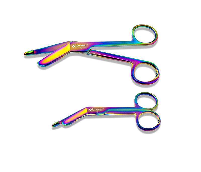 Cynamed Set of 2 Lister Bandage Scissors - Perfect for EMT, Paramedics, First Aid, Responders, Doctors, Nurses, Students and More (3.5 in. + 5.5 in, Rainbow) 3.5 in. + 5.5 in. 4.5in+5.5in