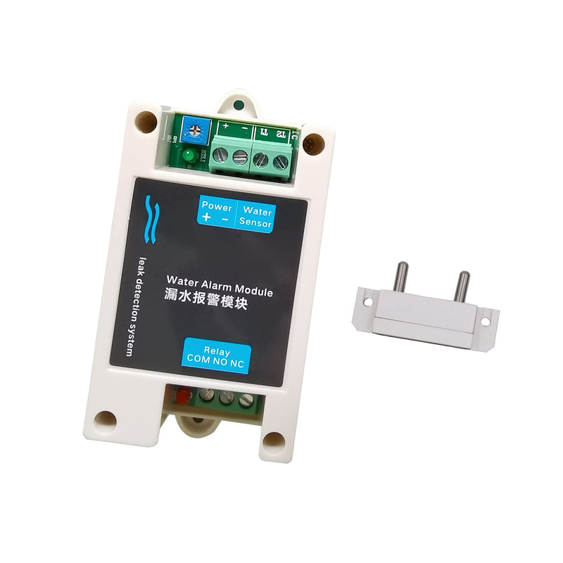 12V DC Wired Water Detectors Water Leak Alarm Module Leakage Flood Sensor with 10A NC NO Relay Output Control (White) White
