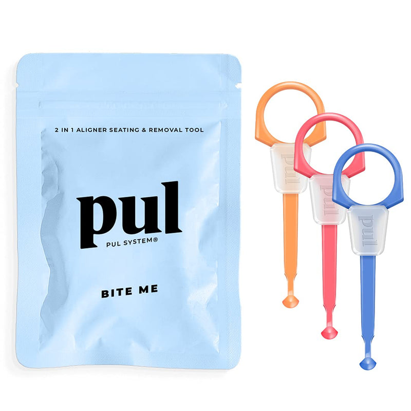 PUL 2 in 1 Chewies & Clear Aligner Removal Tool Combo by The Pultool | Compatible with Invisalign Removable Braces & Trays, Aligners, Retainers, & Dentures | Hygienic, Durable, Compact