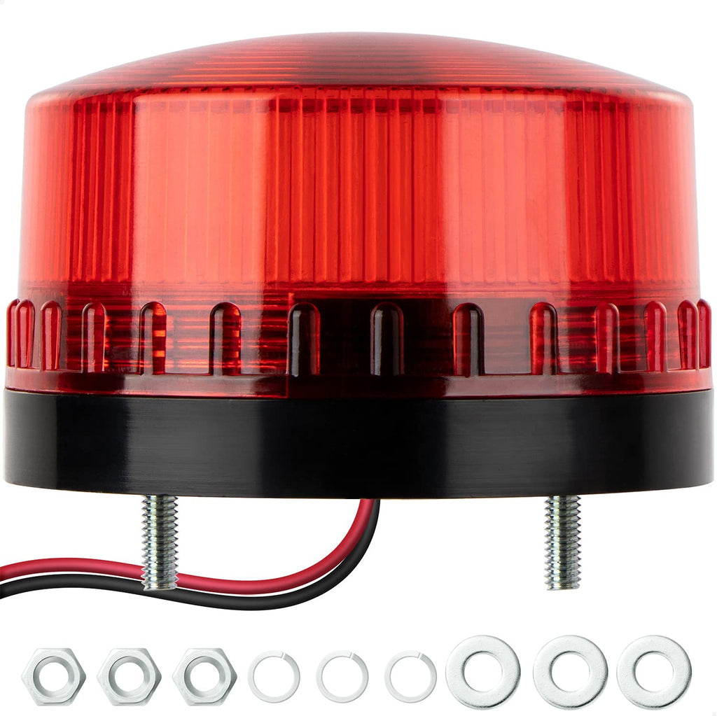 GKEEMARS Round LED Warning Lamp, No Sound AC110V Industrial Signal Flashing Light for Security (Red) Red