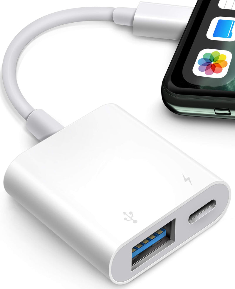 USB Adapter for iPhone/iPad,Fubiaofei Female USB Adpater to iPad Compatible with iPhone and iPad,iPad USB3 Adapter with Charging Port,Plug and Play,No App Required