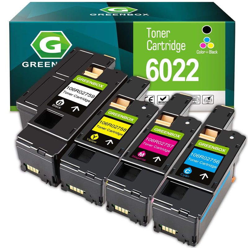 GREENBOX Remanufactured Toner Cartridge Replacement for Xerox WorkCentre 6027 6025 Phaser 6022 6020 (1 Black 106R02759 1 Cyan 106R02756 1 Magenta 106R02757 1 Yellow 106R02758)