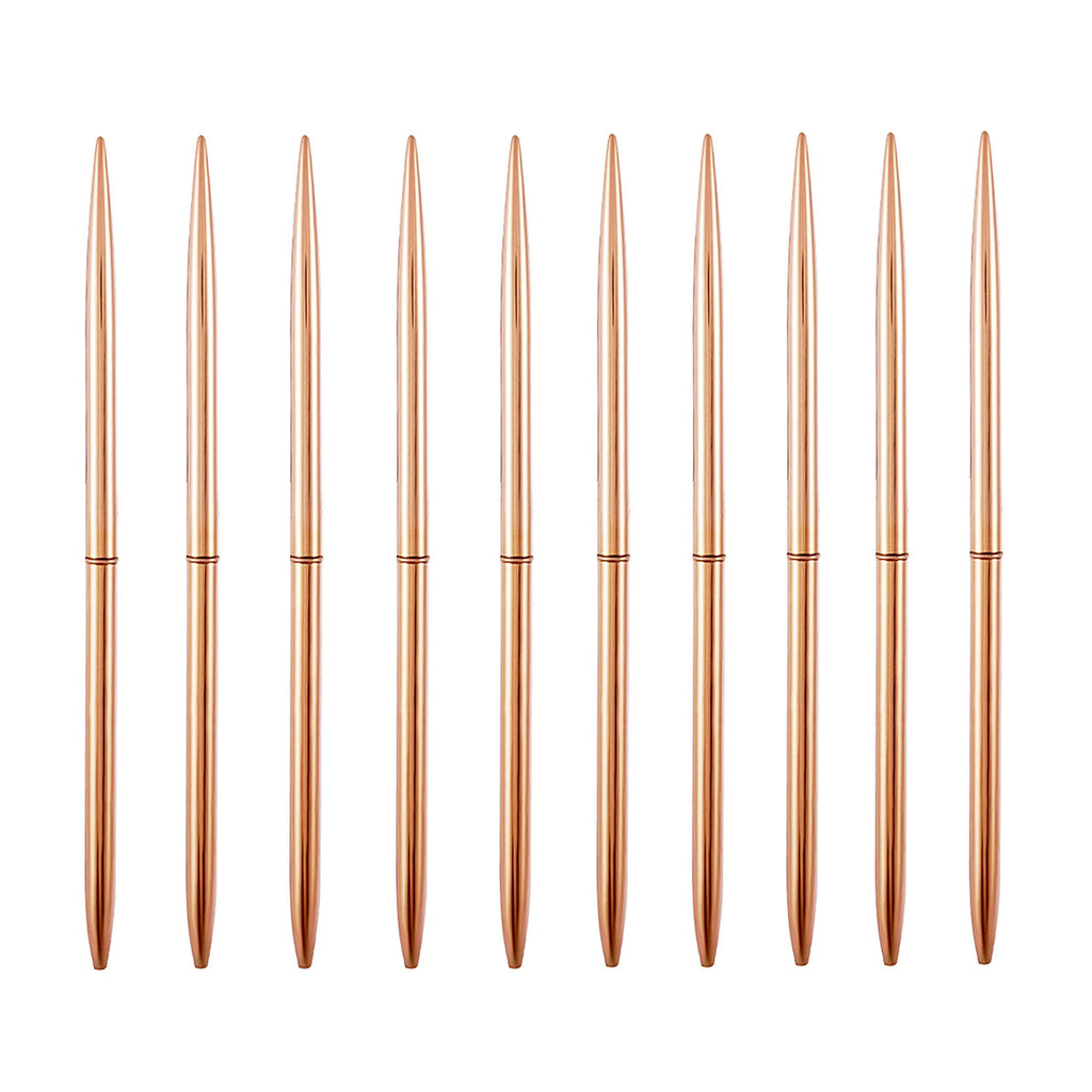 Rainforce Ballpoint Pen 10 Piece Set - Rose Gold Ballpoint Pen Lightweight Metal Black Ink Office Supplies for Women, School Supplies, Fancy Pens, Office Decor pen for Women B-Rose Gold