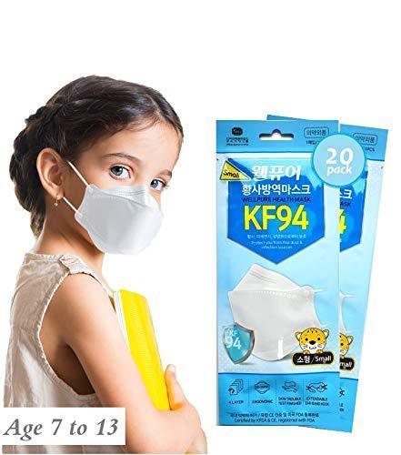 WELLPURE KF94 Kids (Small size), 4 layer protection, 100% Made in Korea, Comfortable breathing, Daily disposable 20