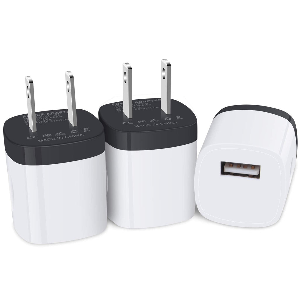 Single Port USB Wall Charger, 3pcs 5W USB Power Adapter Plug Charger Cube Compatible for iPhone 11 Xs SE 8 7 6s 5c Moto G Stylus G Play One 5G UW E7 Power Samsung Galaxy A12 A02s M02s M12 M21s A22 5G 3x White