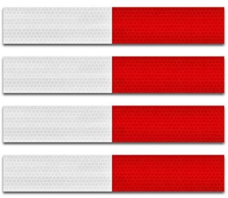 Reflective Tape Reflective Tape for Trailers 2”x12'', 10pack Waterproof Self Adhesive Auto Truck Reflector Strips Hazard Caution Warning Sticker for Road Signs, Trucks, RVs, Cars (White + Red)