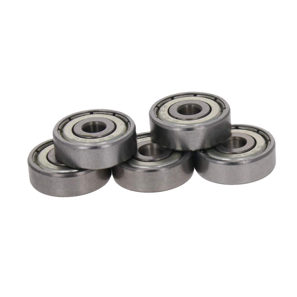 Bettomshin 5Pcs 635ZZ Deep Groove Ball Bearing 5 x 19 x 6mm(Inner Dia 5mm Outer Dia 19mm Thickness 6mm) Double Sealed GCr15 P0 Deep Groove Rolling Bearings