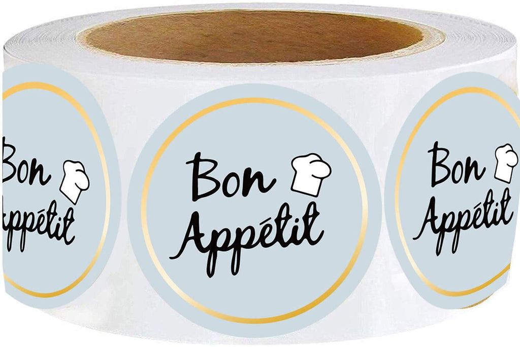 Besttile Party Bon Appetit Stickers Roll,2Inch,Food Service and Catering Business Lables,Bakery Packaging Stickers,Waterproof Bon Appetit Stickers,Decorative Sealing Stickers