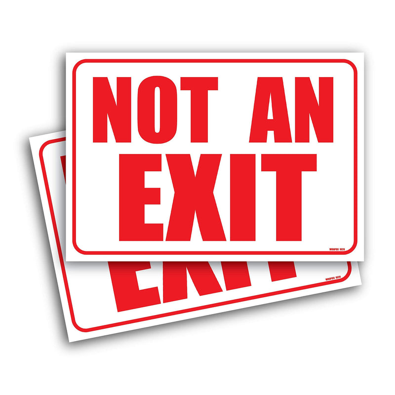 (2 Pack) Not an Exit Signs for Business 10"x7" Self Adhesive No Exit Sign for Door, Office, and Business.