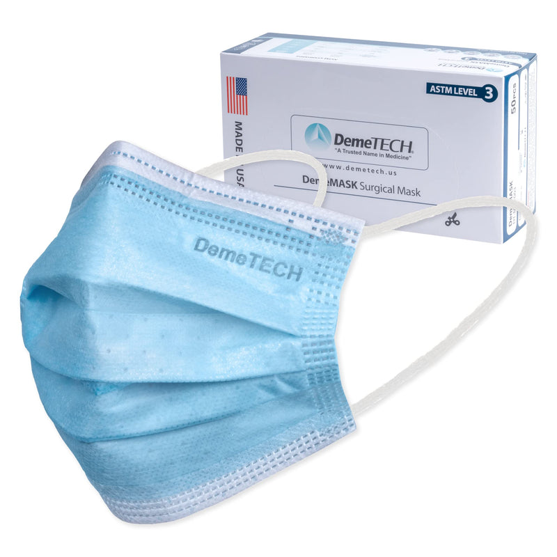 DemeTECH ASTM Level 3 Highly Protective 3 Layer Face Mask with Ear Loops - Made in the USA 50