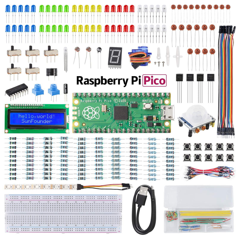 SunFounder Raspberry Pi Pico Basic Starter Kit with Detailed Online Tutorials, One-Stop Learning Electronics and Programming for Raspberry Pi Arduino Beginners & Software Engineer Thales Kit with Pico