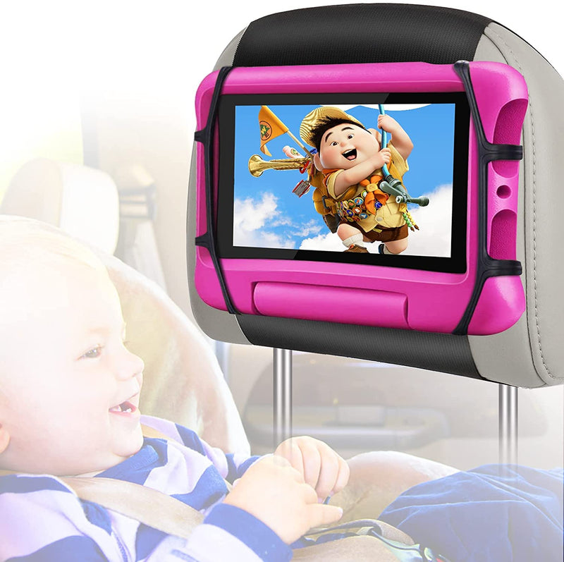 Car Headrest Mount Holder for Tablets, WONNIE Tablet Mount for Car Back Seat, Tablet Car Holder for Kids with Anti-Slip Strap & Silicone Holding Net/Fits All 7-10.5" Tablets 1 Pack