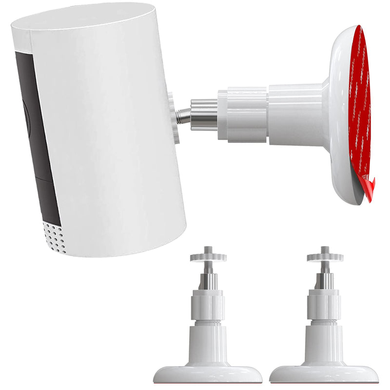 2 Pack Adhesive Wall Mount Compatible with Ring Stick Up Cam Wired/Battery and Ring Indoor Cam HD Security Camera,360 Degree Adjustable screwless Mounting Bracket White