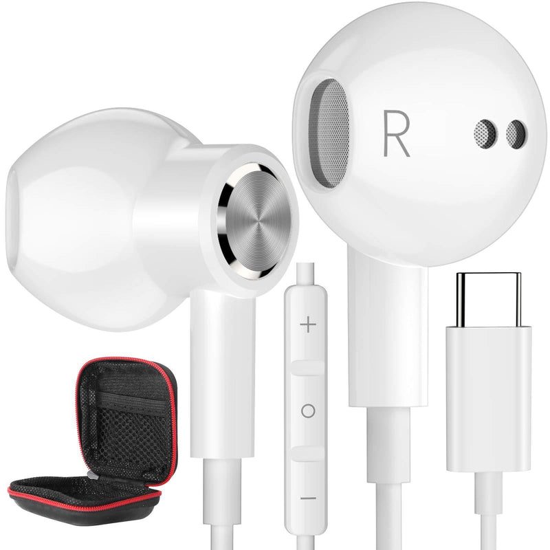 USB C Headphones, Type C Earphones for Samsung Galaxy S21 Ultra 5G USB C Earbuds Magnetic HiFi Stereo Digital DAC Earphone with Mic Wired Headphone for Android Smartphone Galaxy S20 FE Note 20 Pixel 5