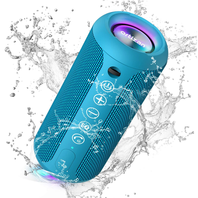 Ortizan Portable Bluetooth Speaker, IPX7 Waterproof Wireless Speaker with 24W Loud Stereo Sound, Outdoor Speakers with Bluetooth 5.0, 30H Playtime,66ft Bluetooth Range,Dual Pairing for Home Blue