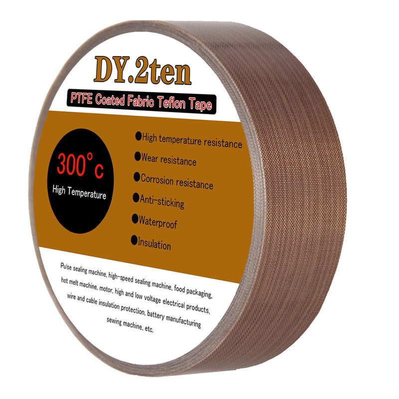 DY.2ten PTFE Coated Fiberglass Telfon Tape, 1" x 33 feet, high Temperature Tape,Welding Sealing Tape,Drying Mechanical Conveyor Belt, Teflon Tape for Vacuum Sealer Machine 1inch x 33 Feet