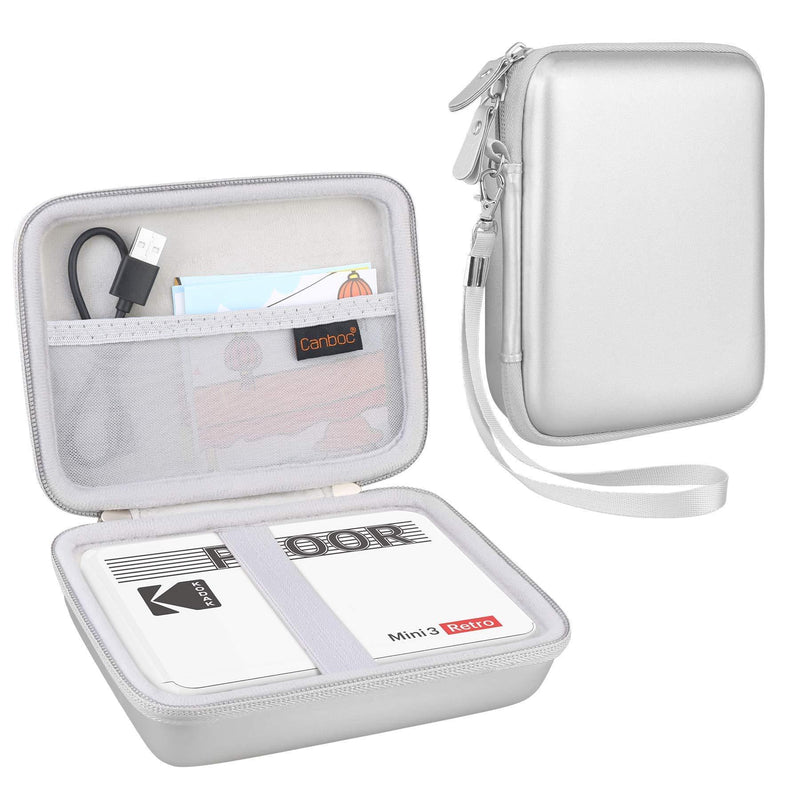 Canboc Photo Printer Case for Kodak Mini 3 Retro 3x3” Portable Photo Printer & Kodak Mini Shot 3 Retro 2-in-1 Instant Camera Photo Printer, Mesh Bag fits Cartridges Photo Paper USB Cable, Grey
