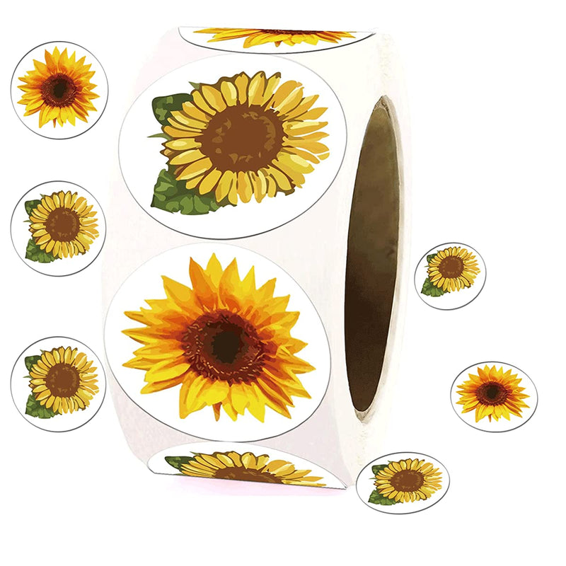 Sunflower Stickers Thank You Labels 1.5 Sunflower Labels - Sunflower Patterns Stickers Roll 500 pcs Small Shop Business Sticker Packaging Stickers (Sunflower, 1.5 Inch)