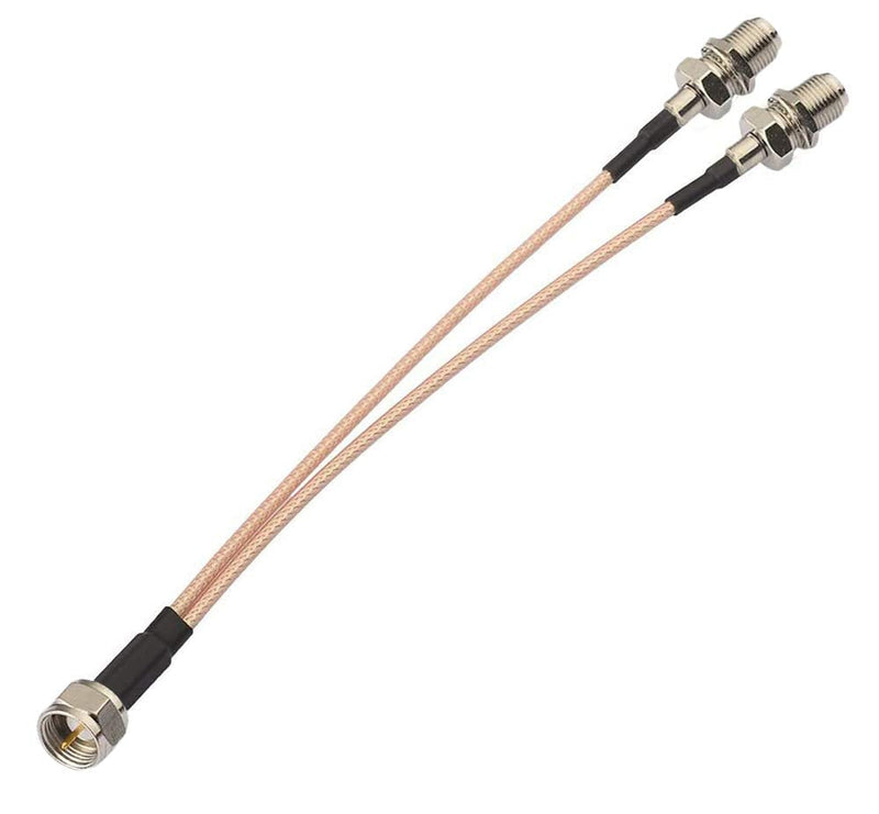RedYutou F-Type Splitter RG6 Cable F Male to F Dual Female Splitter Cable 3 Way Splitter V-Type F Type TV Adaptation Splitter Cable Satellite 15cm(6 inch) F Male/F Dual Female