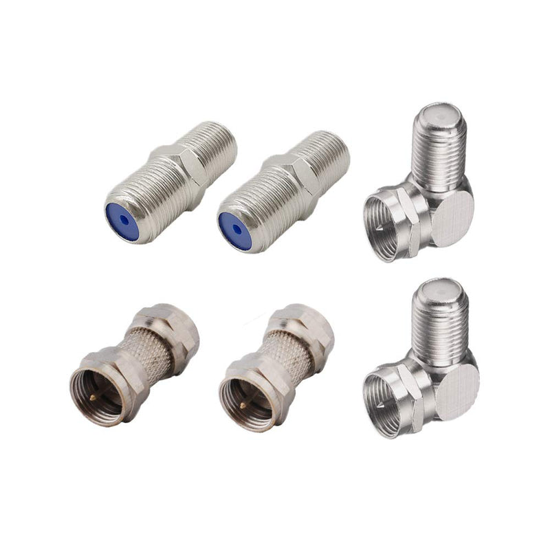 RedYutou Coaxial Cable F Type Seriesï¼ˆF Type Female/Male RA ï¼‰ Connector Adapter Coaxial RG6 Adapter for Cable Adapter and Wall Plates Coax Conversion 90 Degree (Pack of 6) F series Adapter